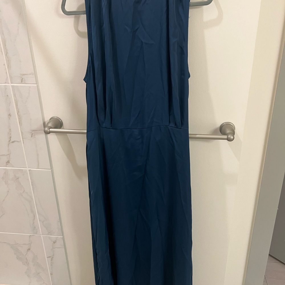 Amazon Blue Halter Sheath Maxi Dress